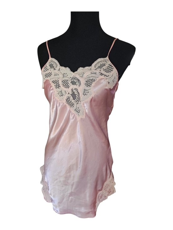 Victoria's Secret Other - Vintage Victoria’s Secret Gold Label Pink Satin Lace Cami Slip Size P